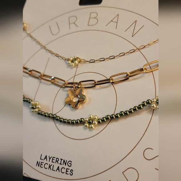 Urban Outfitters Gold and Green Minimalist Necklaces NWT - Picture 3 of 3